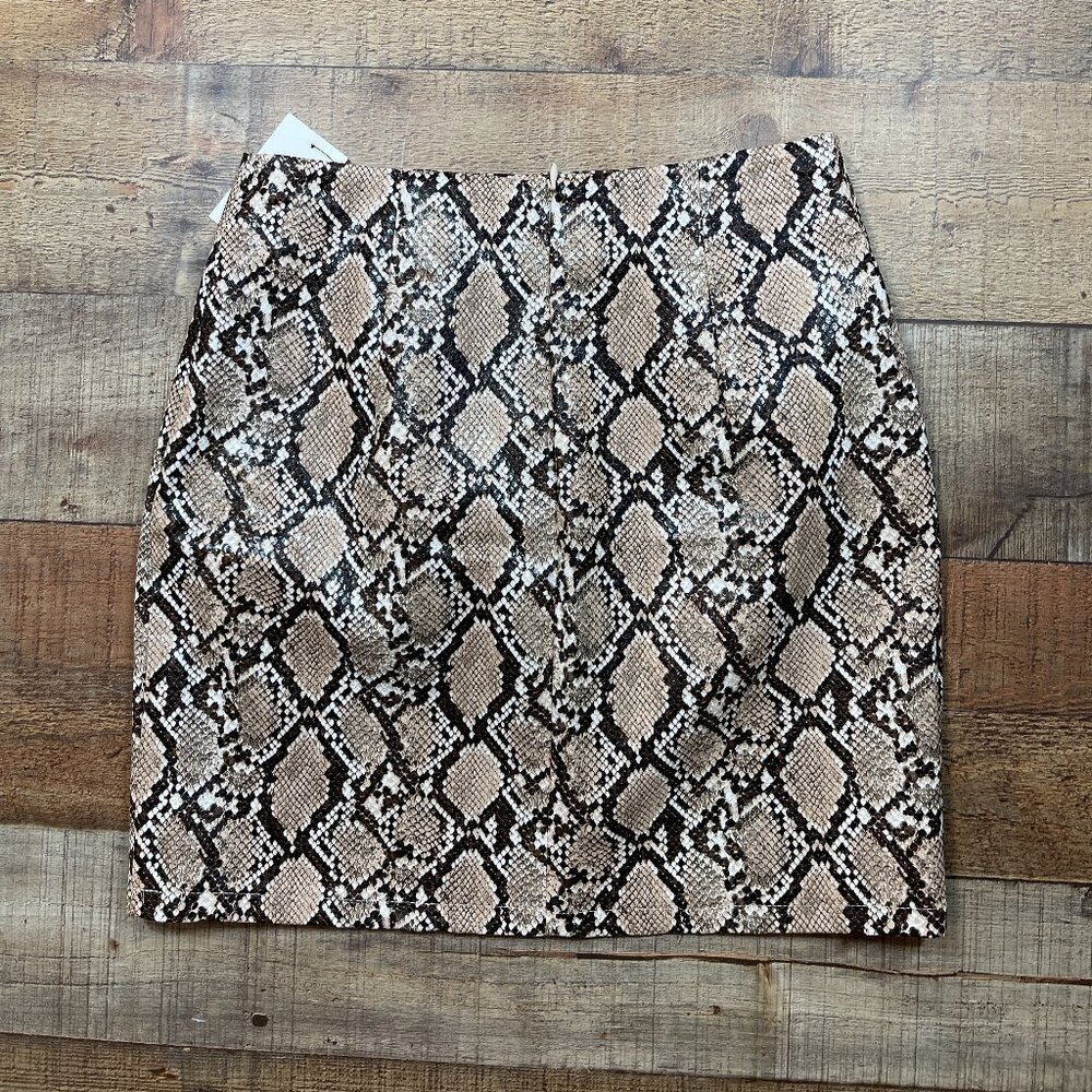 Snake Print Mini Skirt - Beige/Black